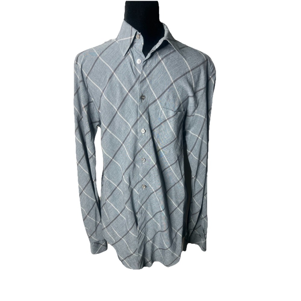 ARMANI COLLEZIONI Mens Shirt Size Medium Gray Stripe Cotton Blend
